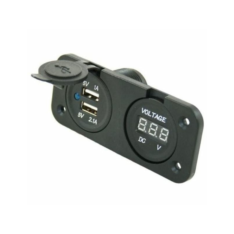 12V Dual USB Einbausteckdose mit Voltmeter Ladegerät 5V 1A 2.1A