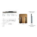 Wandklapptisch mit Edelstahl Klappenaussteller Apfelholz Dekor B45 x T40 cm