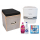 Toilettenhocker grau mit Porta Potti 165 - inkl. Polster schwarz - Set mit Toilette und Zubehör