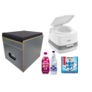 Toiletten Hocker Porta Potti 145 Polster schwarz Set mit Toilette und Zubehör