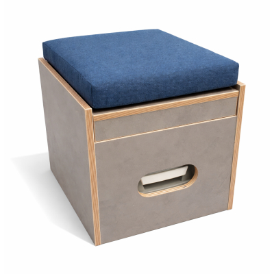 Toilettenhocker grau mit Toilette Porta Potti 145 - Polster blau Stauraum Hocker