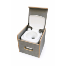 Toilettenhocker grau mit Toilette Porta Potti 145 - Polster blau Stauraum Hocker