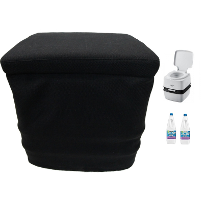 Thetford Porta Potti 165 Grau - Toilette - inkl.Stoffhocker und 2x Thetford Aqua Kem Blue Lavendel 2 Liter - Set