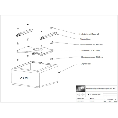 Scopema Drehkonsole Beifahrerseite für Renault Master X70, Opel Movano, Nissan Interstar 1998 bis 2009 - CBTRO02D2M