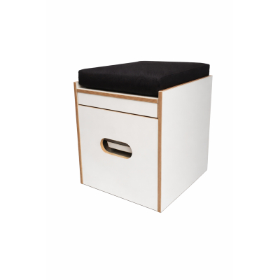 Toilettenhocker weiß mit Toilette Porta Potti 335  - Polster schwarz