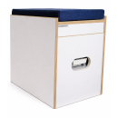 Toiletten Hocker weiß mit Toilette Porta Potti 335  - Polster blau Stauraum Hocker