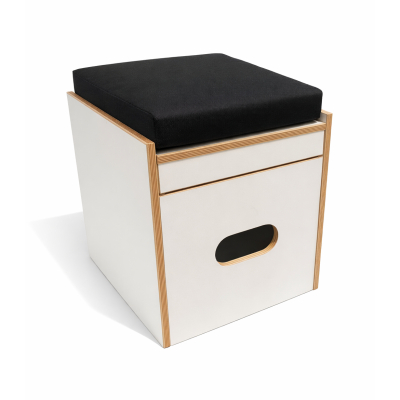 Toilettenhocker weiß mit Toilette Porta Potti 145 - Polster schwarz Stauraum Hocker
