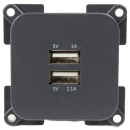 C-Line Doppel-USB Dose viereckig 1A+2.1A - anthrazit (3036)
