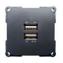 USB-Doppelsteckdose viereckig 1A+2.1A - C-line - Anthrazit