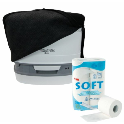 Toilettenset Thetford Porta Potti 145 mit schwarzem Stoffhocker ohne Sanitärflüssigkeit mit Toilettenpapier