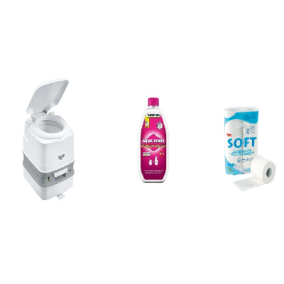 Toilettenset Thetford Porta Potti 335 ohne Stoffhocker Aqua Kem Rinse mit Toilettenpapier