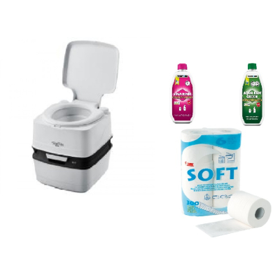 Toilettenset Thetford Porta Potti 365 ohne Stoffhocker Aqua Kem Rinse und Green mit Toilettenpapier