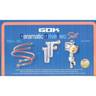 GOK Caramatic DriveTwo Set Gasdruckregler horizontal 30 mbar + Gasfilter + Schlauch SBS