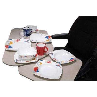 Farbenfrohes Geschirrset CLEVER VANS 12-tlg - eckig - mit Stapelbox