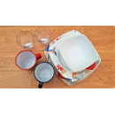 Farbenfrohes Geschirrset CLEVER VANS 12-tlg - eckig - mit Stapelbox