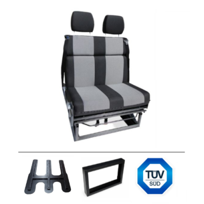 Sitzbank Schlafsitzbank FASP Divano 506 Bedienhebel rechts - grau/schwarz - mit Isofix  inkl. Erhöhungsadapter und Montageadapter