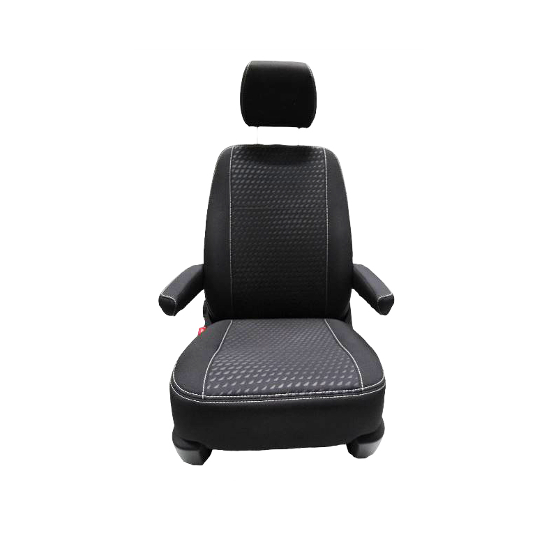 Sitzbezug für VW T5, T6 mit Klettverschluss inkl. Bezug für Kopfstütze und  Armlehne schwarz