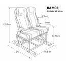 Sitzbank RAM03 für viele Fahrzeugmodelle - Sitzhöhe 67,90 cm - 2 komfortable Einzelsitze mit Längsverstellung, Armlehne, Montageadapter