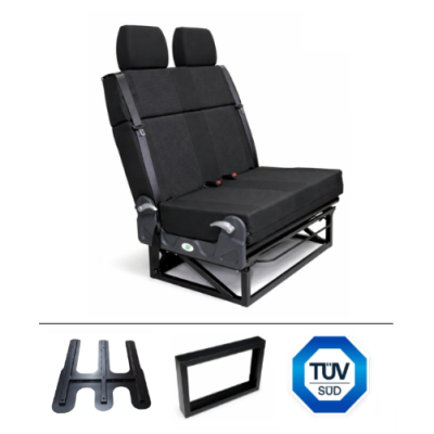 Sitzbank Schlafsitzbank FASP Divano 506 Bedienhebel rechts - schwarz - mit Isofix inkl. Erhöhungsadapter und Montageadapter