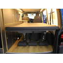 3-er SVB Schlafsitzbank EVO 3  für die VW T 5 / T 6 Fahrzeuge mit Fahrzeugboden-Anbindung (Starr- oder Klick-System) und Montageset