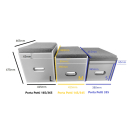 Komplettset Toiletten Hocker grau mit Toilette Porta Potti 365, Polster schwarz Stauraum Hocker und 2 Thetford Aqua Kem 2 Liter