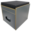 Komplettset Toiletten Hocker grau mit Toilette Porta Potti 365, Polster schwarz Stauraum Hocker und 2 Thetford Aqua Kem 2 Liter