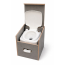Toilettenhocker grau mit Porta Potti 365 - inkl. Polster schwarz - Set mit Toilette und Aqua Kem