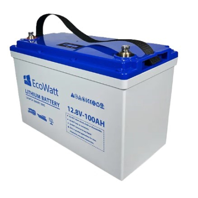 EcoWatt LiFePo4 - Batterie Lithium - 12,8V - 100Ah - mit LED-Anzeige und integriertem BMS