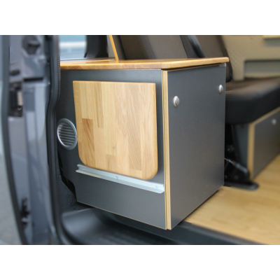 Küchenblock mit Klapptisch VARIO anthrazit / Eiche - universell für alle Camper geeignet
