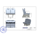 2er-Sitzschlafbank SAF42 für viele Fahrzeugmodelle inkl. Montageset Bodenplatte mit 2 Schienen / LR / PVC Grau-Breite 112 cm-2 Würfeltaschen