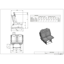 2er-Sitzschlafbank SAF42 für viele Fahrzeugmodelle inkl. Montageset Bodenplatte mit 4 Schienen / LR / PVC Grau-Breite 100 cm-2 Würfeltaschen