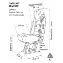 Einzelsitz Komfort mit Sockel 290 mm, Drehkonsole, Isofix, Armlehnen - mit Montageset - zum nachträglichen Einbau - für viele Fahrzeugtypen