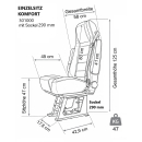 Einzelsitz Komfort mit Sockel 290 mm, Isofix, Armlehnen - mit Montageset - zum nachträglichen Einbau - für viele Fahrzeugmodelle