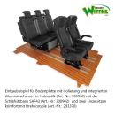 3-er-Schlafsitzbank SAF43  für viele Fahrzeugmodelle geeignet - inkl. Fahrzeugbodenanbindung Breite: 144 cm-Bodenplatte mit Isolierung und integrierten Aluminiumschienen-Ducato/Boxer/Jumper/Movano L3 / 4 Schienen-PVC Holzoptik Marina TEAK EBONY