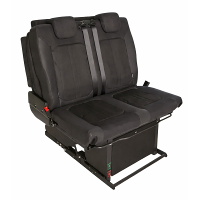 2-er-Schlafsitzbank SAF42 - Breite 112 cm - Sitzhöhe 47,50 cm - inkl. Montageplatte für feste Fahrzeugboden-Anbindung und Montageset