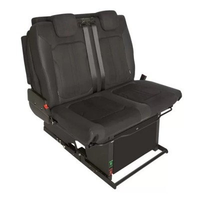 2-er-Schlafsitzbank SAF42 Breite 86 cm inkl. Bodenplatte Ducato/Boxer/Jumper/Movano / L4 / 4 Schienen-PVC Holzoptik Marina TEAK EBONY