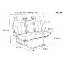 3-er Schlafsitzbank SAF43  - 3 komfortable Sitzplätze -  großzügige Schlaffläche - Breite 118, 126, 144 oder 150 cm - Sitzhöhe 47,50 cm - inkl. Montageadapter mit Schienensystem und Montageset - für viele Fahrzeugmodelle geeignet