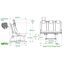 3-er Schlafsitzbank SAF43  - Breite 144 cm - Sitzhöhe 47,50 cm - inkl. Montageadapter mit Schienensystem und Montageset