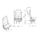 Drehbare Doppelsitzbank FASP Divano 650 - Beifahrerseite - grau/schwarz - mit Drehkonsole und Isofix - für Jumper / Ducato / Boxer X250 / Movano