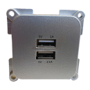 Steckdosen Set 4-teilig – 3-fach Abdeckrahmen, 12V Steckdose, USB-Dopppelsteckdose, 230V Steckdose - Silber