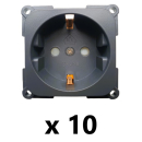 10er-Pack Steckdose 230V - C-line - Anthrazit