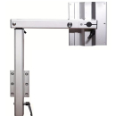 Schwenk- und drehbares Tischgestell in Silber oder Schwarz mit Tischplatte aus Eiche-Massivholz in drei Größen