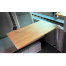 Tischgestell mit Wandhalterschiene und Fuß in Silber mit Tischplatte aus Eiche-Massivholz in drei Größen