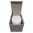 Komplettset Toiletten Hocker grau mit Toilette Porta Potti 565P - inkl. 2 Liter Thetford Aqua Kem - inkl. Gurt zum leichten herausheben
