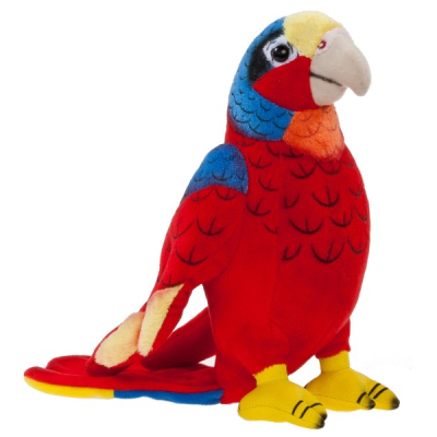 Stofftier Papagei CLEVER VANS - 20 cm - rot - von Misanimo