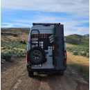 Heckträger mit Heckbox für Ski und Snowboard Größe L für Mercedes Sprinter 907 ab 2018 - Beifahrerseite - mattschwarz