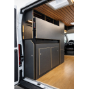 Rover Garage System – 3-in-1 Bett, Schreibtisch & Stauraum - für Mercedes Sprinter 906/907 - L2/L3/L4 - mattschwarz/Eiche - von Rover Vans