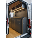 Rover Garage System – 3-in-1 Bett, Schreibtisch & Stauraum - für Mercedes Sprinter 906/907 - L2/L3/L4 - mattschwarz/Eiche - von Rover Vans