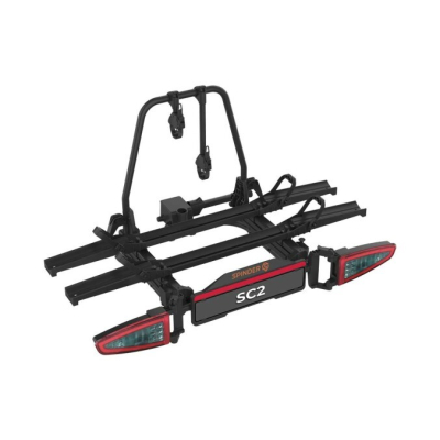 Fahrradträger Spinder SC2 für 2 Fahrräder/E-Bikes – für Anhängerkupplung – geeignet für große Hecktüren – zusammenklappbar & abnehmbar – schwarz - inkl. LED-Beleuchtungsstreifen