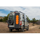 Heckleiter mit Reserveradhalter für Mercedes Sprinter 907 ab 2018 - L2 - FWD, RWD oder 4x4 - Fahrerseite - Scharniere 180° - mattschwarz - von Rover Vans